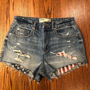 Garage Patriotic Ripped Denim Shorts